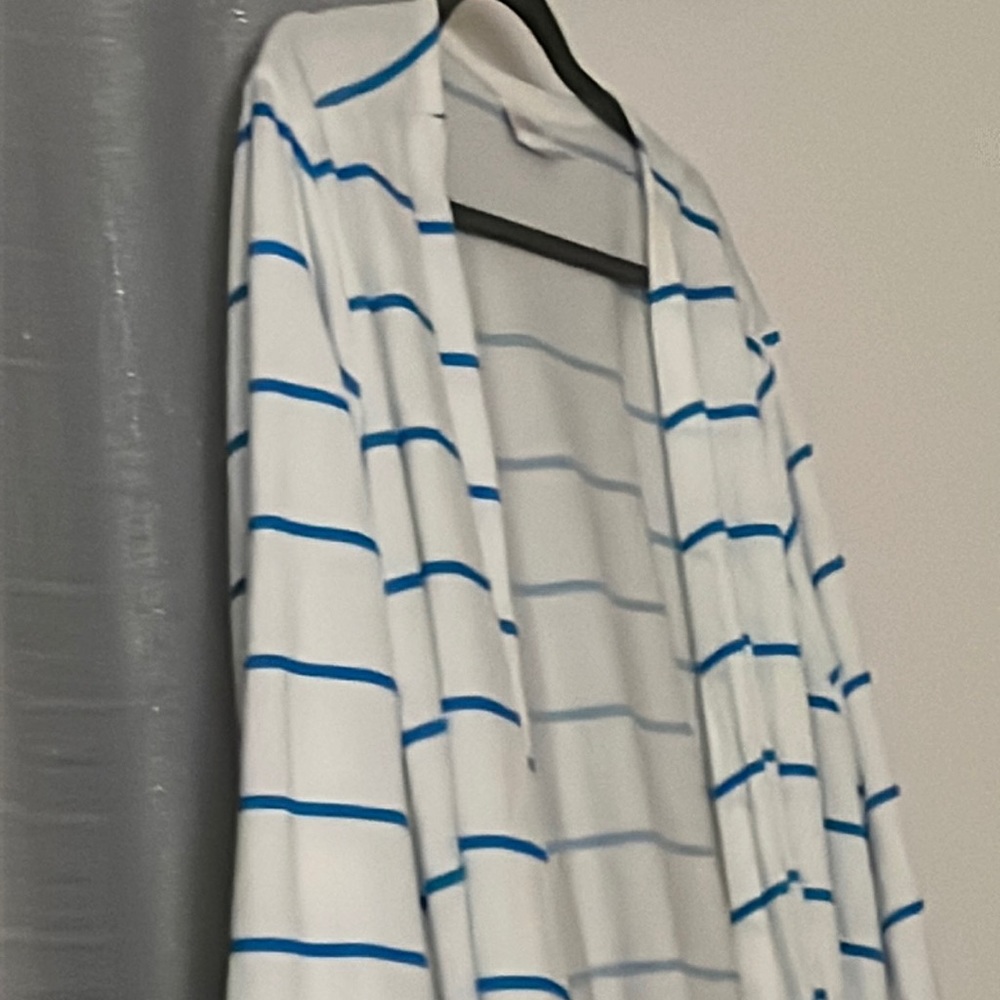 Blue and white stripe Caroline sweater jacket